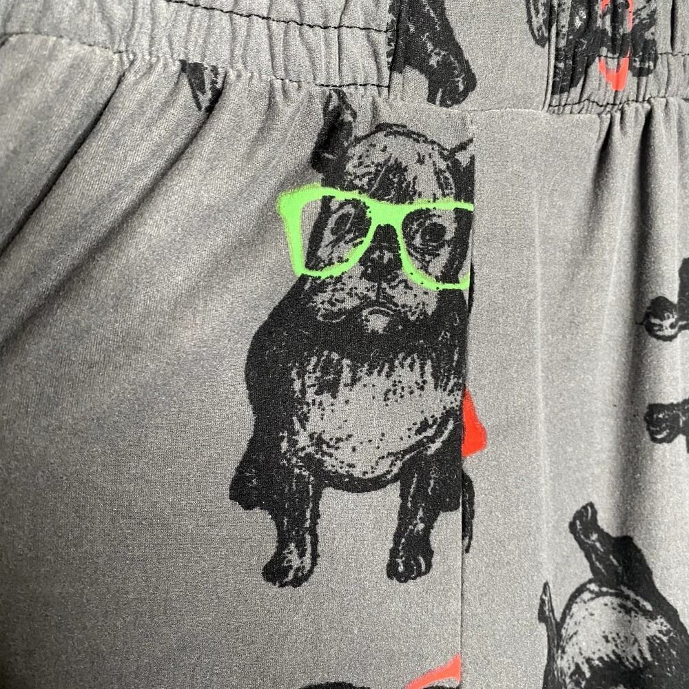 French Bulldog High Waist Graphic Soft Joggers Gray Medium Loungewear PJ Pants - Picture 4 of 10